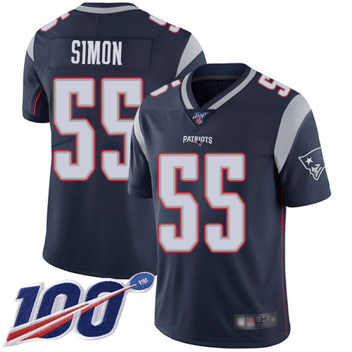 New England Patriots Football #55 Vapor Untouchable 100th Season Untouchable Limited Navy Blue Men John Simon Home NFL Jersey->youth nfl jersey->Youth Jersey